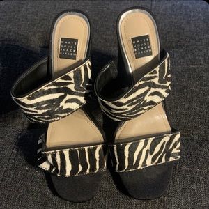 White House Black Market  Zebra  Print Heel  Sandals Size 6 Women’s